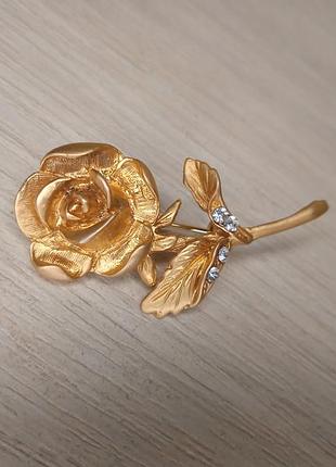 Брошь пин металлическая роза