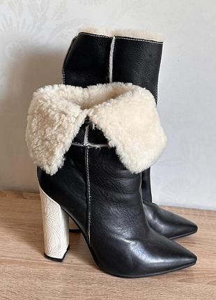 Ботильоны сапожки натуральная кожа мех цигейка