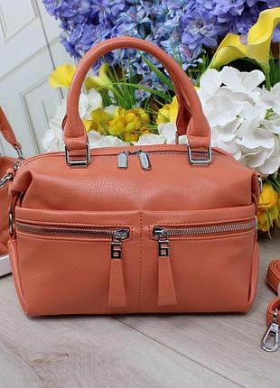 Женская стильная и качественная сумка из эко кожи оранжевая