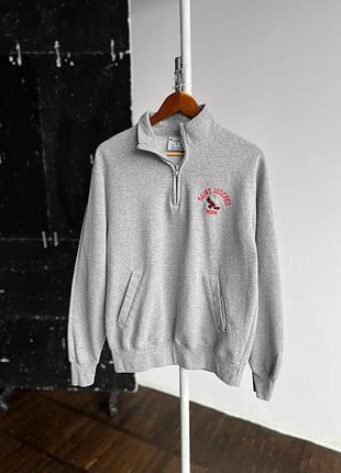 Champion mens vintage 00s gray long sleeve sweatshirt quifter zip top “saint josephs mom” винтажная кофта с логотипом, чемпион