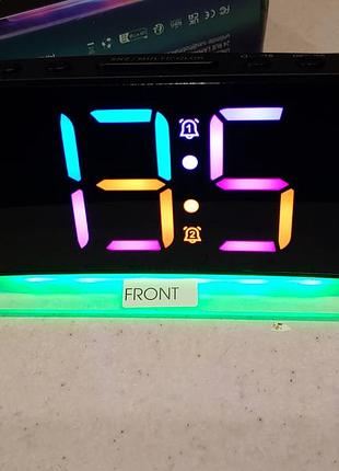 Rgb часы-будильник с подсветкой hermic, цифровые светодиодные с изогнутым дизайном