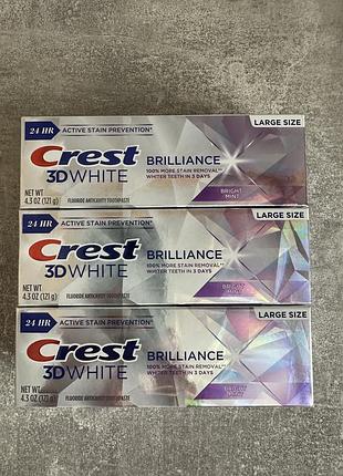 Відбілююча зубна паста crest 3d white brilliance bright mint 121 g