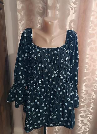 Блуза в ромашки батал,святкова кофтина ,реглан ,сорочка жіноча