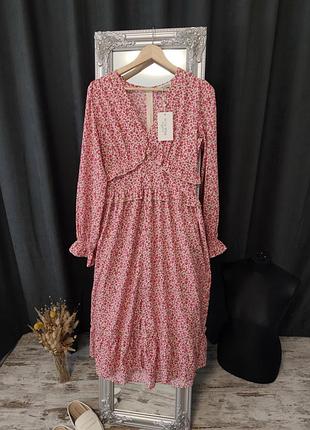 Розовое платье миди размер м -l