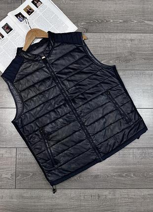 Фірмовий шкіряний жилет з утепленням massimo dutti