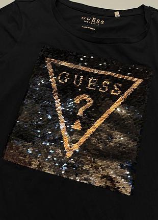 Футболка брендовая guess топ майка черная adidas лонгслив кофта с пайетками пайетки стразы лого