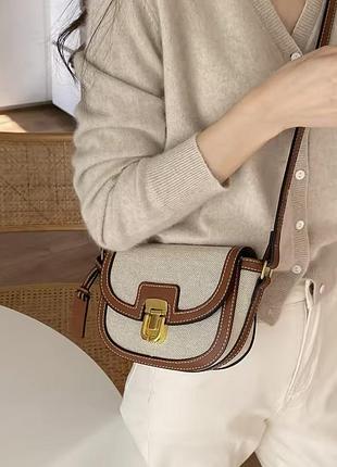 Сумка поєднання шкіра+текстиль