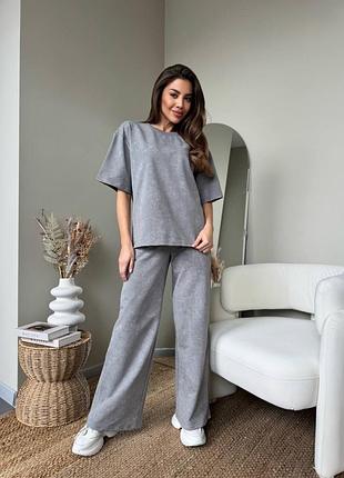 Женский костюм варенка футболка и брюки | 477