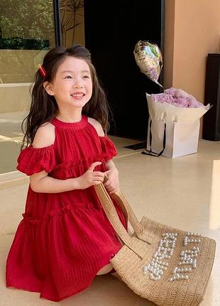 Бордовое красное летнее платье на девочку