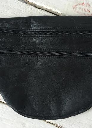 Сумка-шумка плоска маленька поясна шкіряна