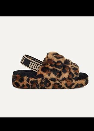 Хутряні леопардові капці уггі, ugg, оригінал, розмір 40, нюанс