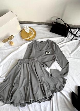 Костюм двійка     спідниця-шорти+лонгслів