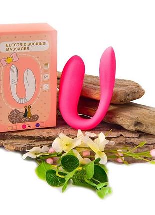 Вибратор electric sucking massager регулируемый двойной розовый с пультом дистанционного управления