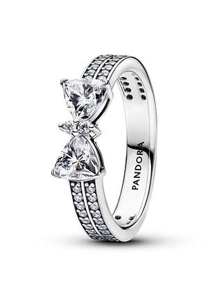Каблучка pandora «блискучий бант» • серебряное кольцо бантик • пандора • pandora