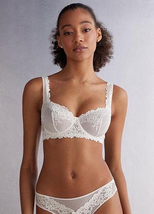 Бежевий мережевний ліф, бюстгальтер бра intimissimi pretty flowers
