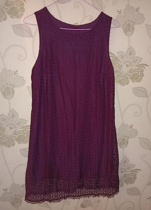 Плаття сукня ажурне коротке бордового сливового кольору
