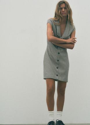 Короткое платье в клетку zara размер m