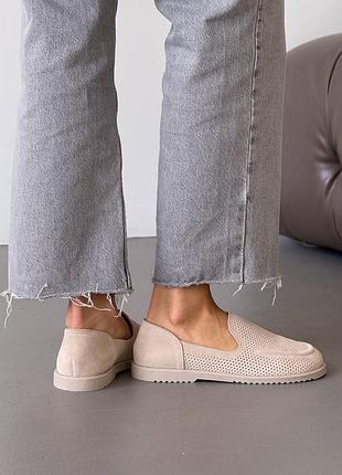 В наличии и под заказ лоферы с перфорацией barefoot натур замш беж 36-41р