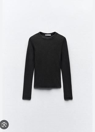 Вареный лонгслив zara темного цвета