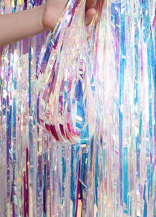 Дощик для фотозони для свята новорічний 2 м на 1 м перламутровий