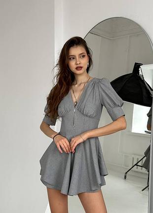 Жіноча сукня комбінезон сіра з шортиками короткий рукав