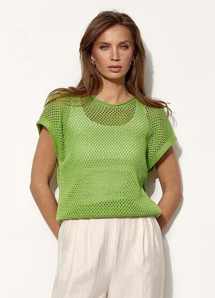 Оливковый ажурный топ премиального качества
