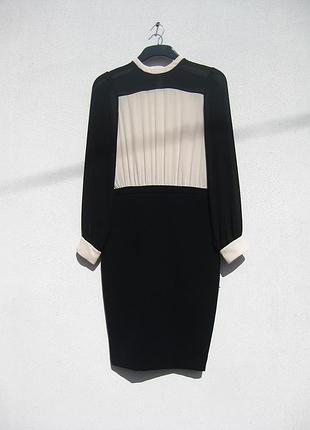 Елегантне чорне з бежевим мідіплаття zara