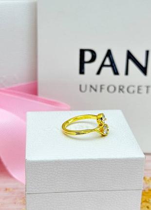 Серебряная кольца с позолотой • пандора • pandora5 фото