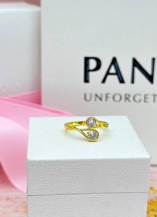 Серебряная кольца с позолотой • пандора • pandora3 фото