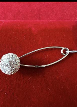 Срібна шпилька з кулькою з кристалами swarovski
