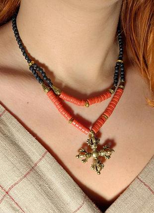 Украинские ожерелье со сгардой авторская ручная работа