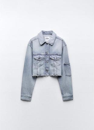 Вкорочена джинсова куртка zara
