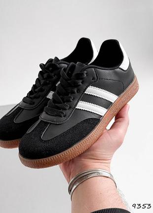 Кеды женские cam черные + белый, натуральная кожа