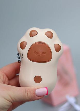 Электрическая паровая щетка petspa для вычесывания собак и кошек с оригинальным дизайном лапка brown