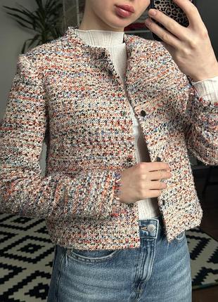Жакет твидовый укороченный пиджак