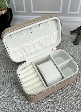 Шкатулка для прикрас 16x10x7 см бежева скринька для кілець і сережок органайзер для біжутерії