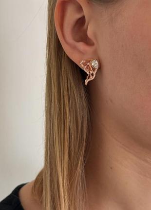 Оплата 100%🇺🇦 сережки срібло 925проби позолота, вставка цирконії, пусети вкрутка, крила метелика
