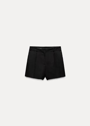 Чорні лляні бермуди zara