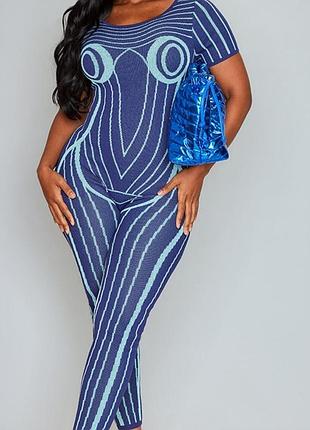 Комбинезон комбез ромпер имитация женского тела синий голубой неон plt prettylittlething