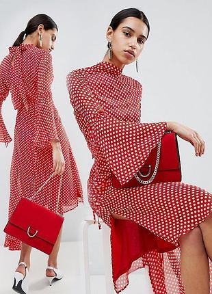Распродажа платье boohoo миди горох асимметрия разрез