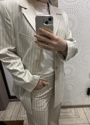 Костюм белый, бежевый в полоску, винтажный oversized studio (zara, massimo dutti, bazhane)