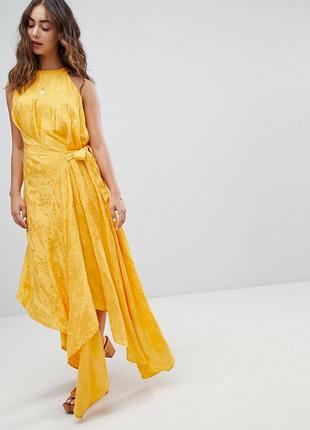 Стильное платье жёлтое с драпировкой asos disign