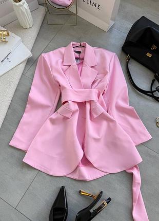 Жіночий піджак на підкладці щільна костюмка з поясом