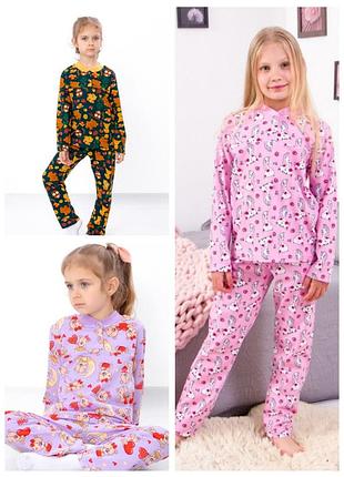 Легка піжама бавовняна бузькова з котиками, ведмедики,класична, зручна дитяча піжама,бузькова піжама