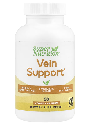 Средство для поддержки вен super nutrition vein support 90 растительных капсул