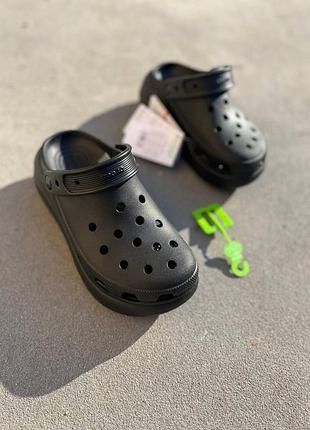Crocs WHITE crush black черные кроксы на платформе