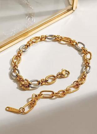 Браслет нержавеющая сталь stainless steel золотисто-серебристые