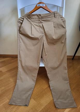 Бежеві жіночі штани luisa cerano s з защипами та підворотом