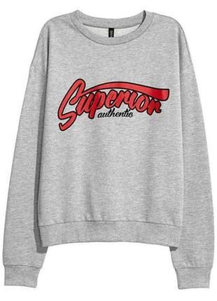 Женский свитшот h&m,спортивная,с надписью,с рисунком,кофта,толстовка,кофточка,трехнитка,петля,батник