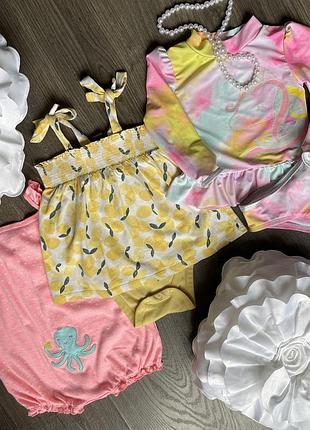 Комплект літніх дитячих речей пісочник боді сукня купальник р. 86-92 см (1,5-2 роки)